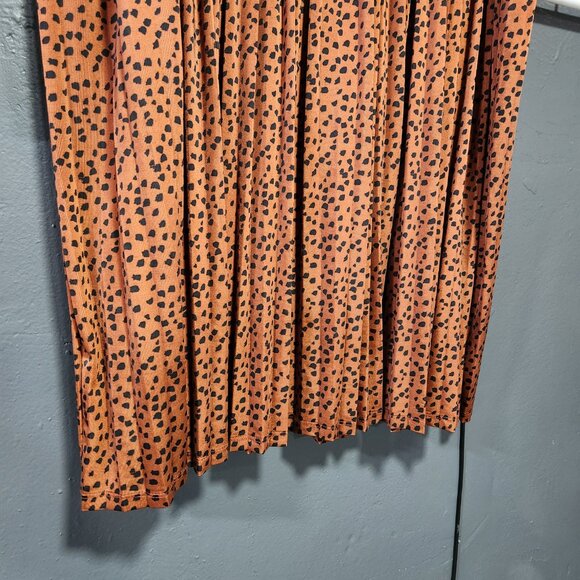 Size 20 Eloquii Elements Beautiful Rust Cheetah Print Midi Skirt w/ Micropleats - Picture 3 of 5